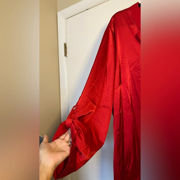 NWT Calvin Klein Red Roll Up Sleeve Top Size 2X - Picture 4 of 6